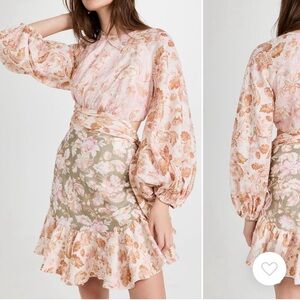 Zimmermann Lyre Wrap Billow Mini Dress sz 0 AU